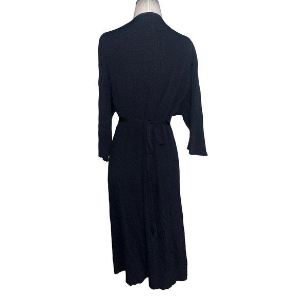 Everlane The Ribbed Wrap Midi Dress in Black Large Womens - Picture 8 of 13